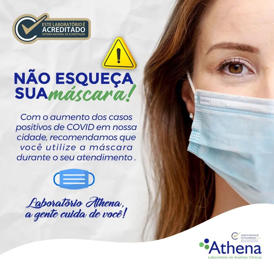 Não ESQUEÇA sua máscara!! Cuide da sua saúde, cuide de você.